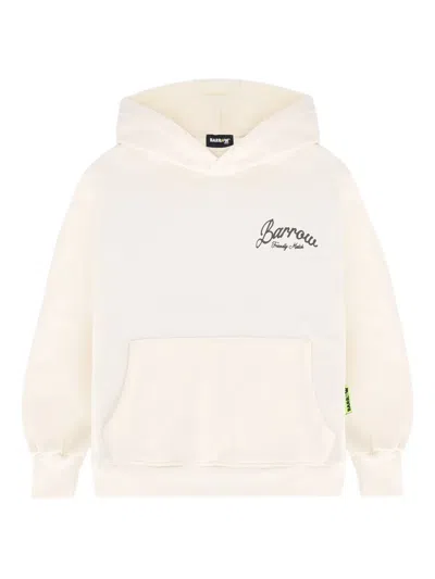 Barrow Kids' Embroidered Teddy-bear Hoodie In White