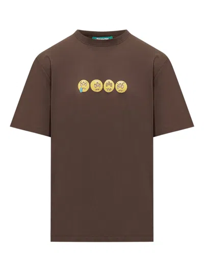 Barrow Emoticon-print Jersey T-shirt In Brown