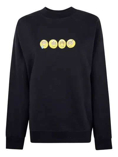 Barrow Emoticon-print Sweatshirt In Black