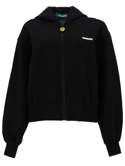 Barrow Felpa Con Zip E Cappuccio In Black