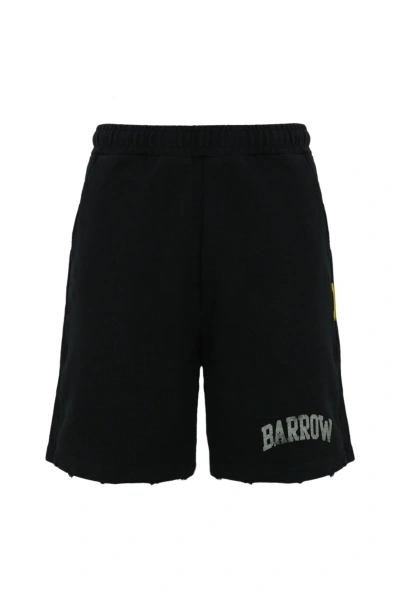 Barrow Fleece Shorts With Washed Print In Nero