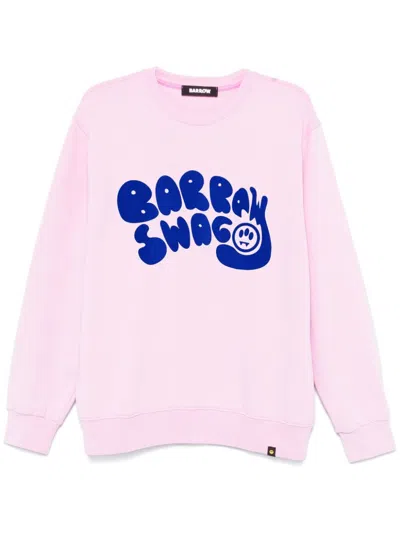 Barrow Flocked-logo Sweatshirt In Rosa