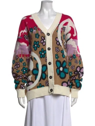 Pre-owned Barrow Floral Print V-neck Sweater W/ Tags In Multicolor