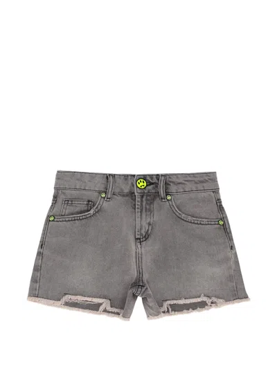 Barrow Kids' Frayed Denim Shorts In Gray