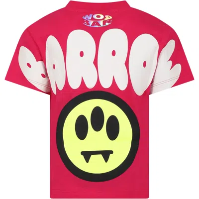 Barrow Fuchsia T-shirt For Kids With Smiley Face And Logo In Fragola