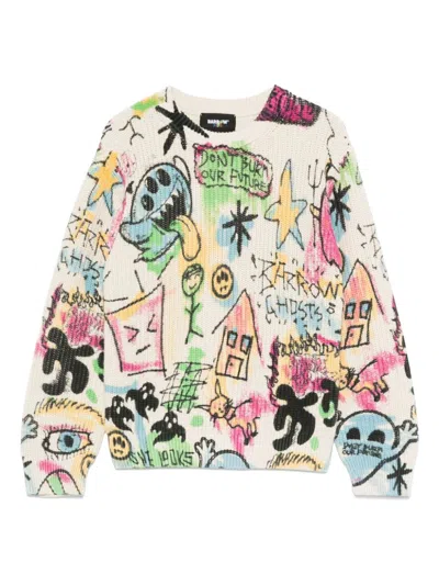 Barrow Kids' Graffiti-print Sweater In White