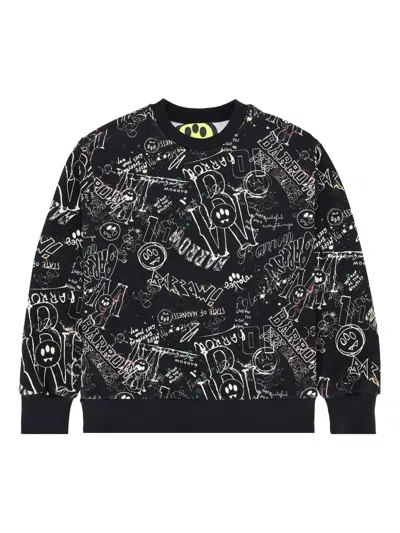 Barrow Kids' Graffiti-print Sweatshirt In Black