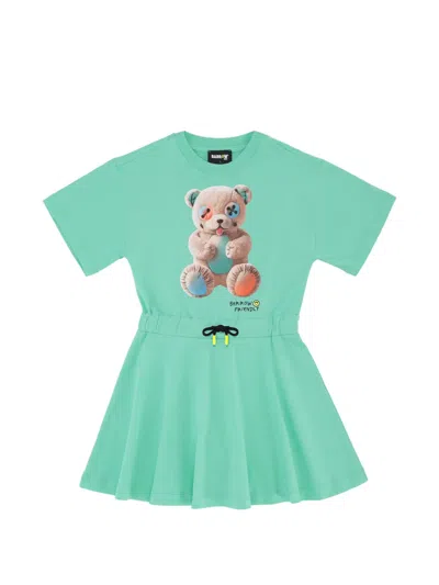 Barrow Kids' Graphic Jersey Dress In Green