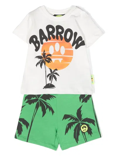 Barrow Babies' Graphic-print Cotton Shorts Set In White