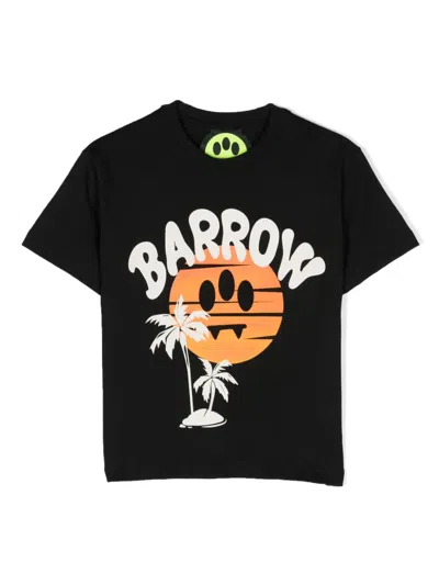 Barrow Kids' Graphic-print Cotton T-shirt In Black