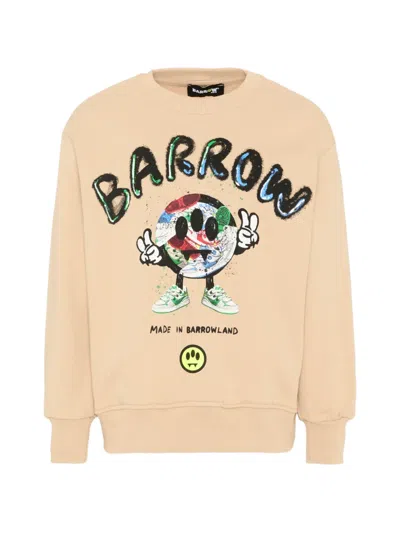 Barrow Kids' Graphic-print Crewneck Sweatshirt In Neutral