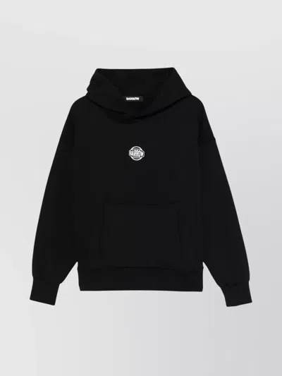 Barrow Graphic Print Hooded Sweater With Pouch Pocket In Black