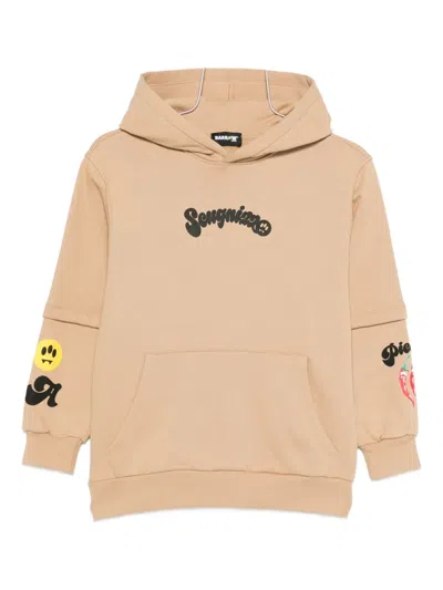 Barrow Kids' Graphic-print Hoodie In Brown