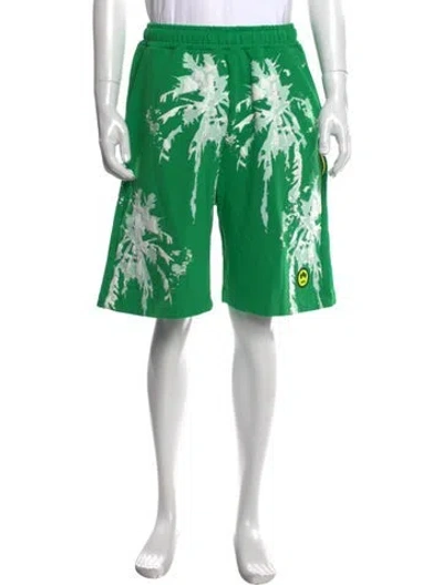 Pre-owned Barrow Graphic Print Jogger Shorts In Green