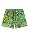 Barrow Multicolor Swim Shorts For Boy With Smiley In Green