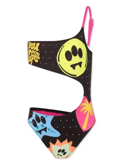 Barrow Kids' Graphic-print Swimsuit In Black
