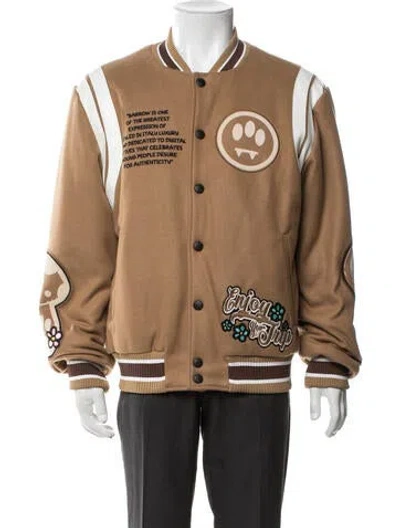 Pre-owned Barrow Graphic Print Varsity Jacket In Brown