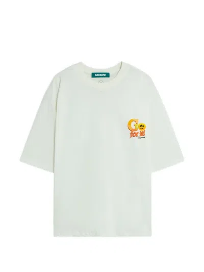 Barrow Cotton T-shirt With Print On The Front In White