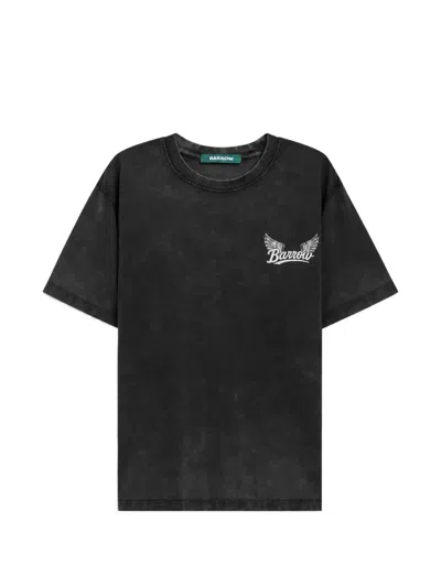 Barrow Graphic-print Acid-wash T-shirt In Black