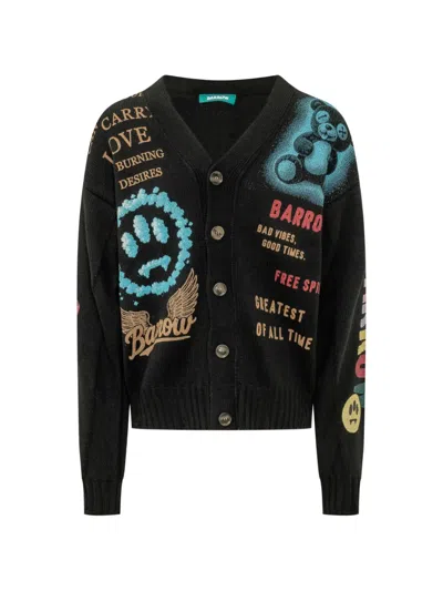 Barrow Graphic-print Button-up Cardigan In Black