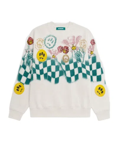 Barrow Graphic-print Checkered Sweater In White