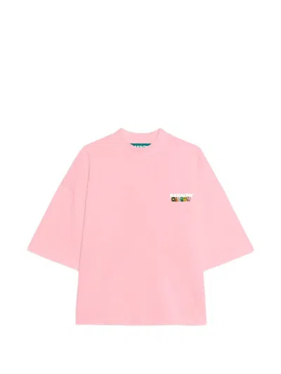 Barrow Graphic-print Mock-neck T-shirt In Pink