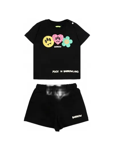Barrow Babies' Graphic-print Shorts Set In Black