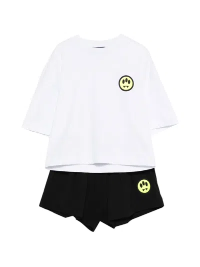 Barrow Kids' Graphic-print Shorts Set In White