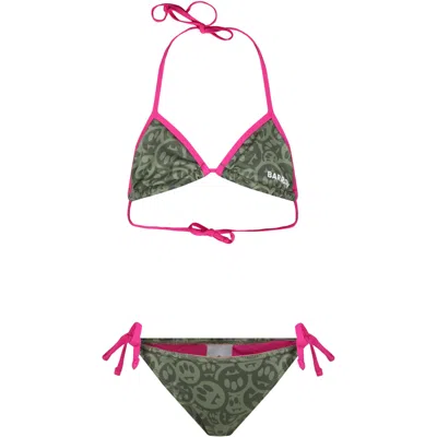 Barrow Kids' Green Bikini For Girl With Smiley Print