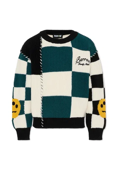 Barrow Kids' Green Sweater For Boy With Smiley In Multi