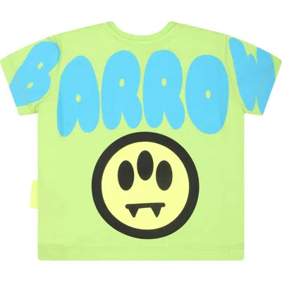 Barrow Green T-shirt For Babykids With Smiley And Logo In Yellow