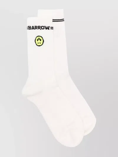 Barrow Happy Ankle Ribbed Socks Smiley In White