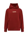 Barrow Cotton Sweatshirt With Hood And Graphic Back In Burgundy