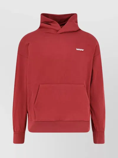 Barrow Hooded Cotton Sweatshirt Long Sleeves In Red
