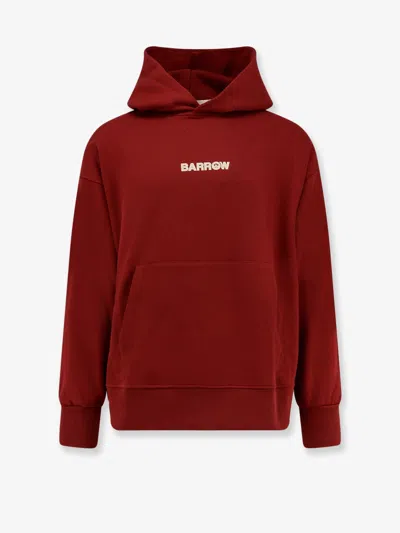 Barrow Cotton Sweatshirt With Hood And Graphic Back In Burgundy