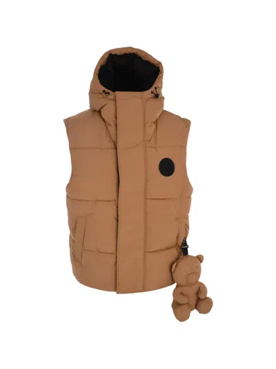 Barrow Hooded Puffer Gilet In Brown