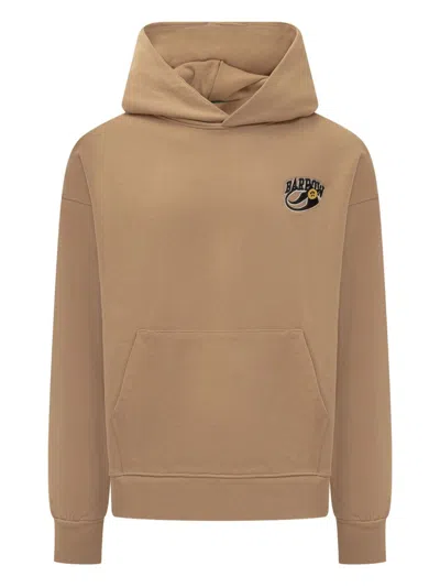Barrow Hooded Sweatshirt With Logo And Back Print In Beige
