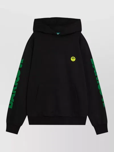 Barrow Hooded Top Front Pocket Graphic Sleeves In Black
