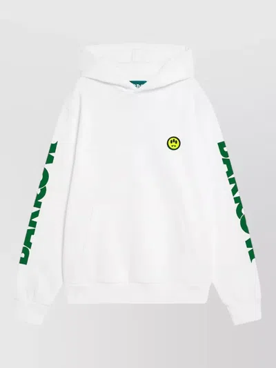 Barrow Hooded Top Graphic Sleeves Ribbed Trims In White
