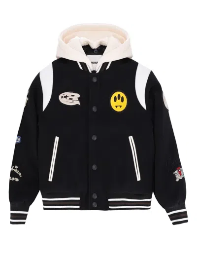 Barrow Kids' Hooded Varsity Jacket In Black
