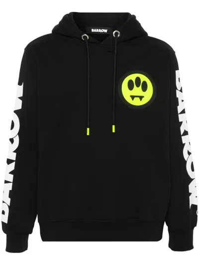 Barrow Logo Printed Drawstring Hoodie In Black