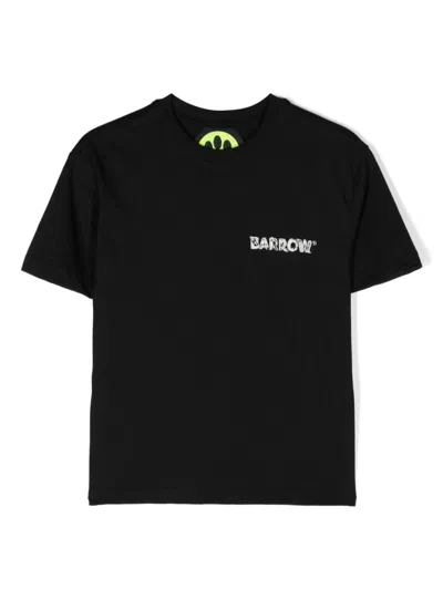 Barrow Kids' Illustration-print Cotton T-shirt In Black
