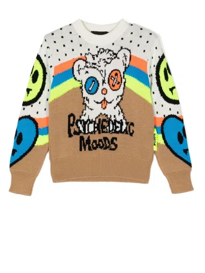 Barrow Kids' Intarsia-knit Crew-neck Jumper In Multicolour