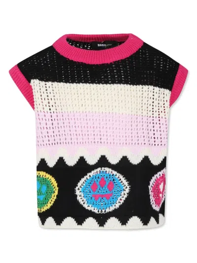 Barrow Kids' Intarsia Signature Smile Knitted Top In Multicolor