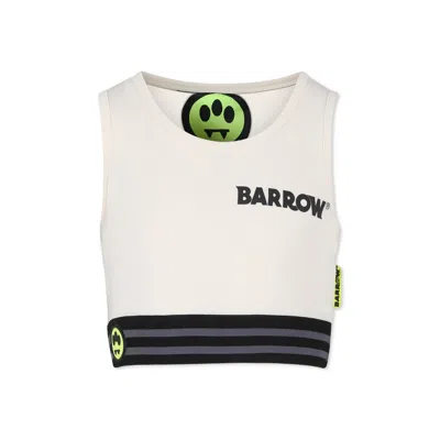 Barrow Kids' Ivory Crop Top For Girl With Smiley In Multicolor