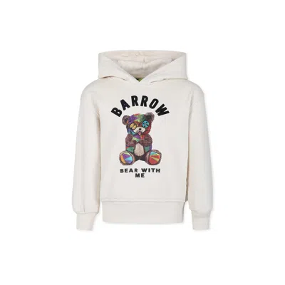 Barrow Ivory Sweatshirt For Kids With Bear Print In Crema