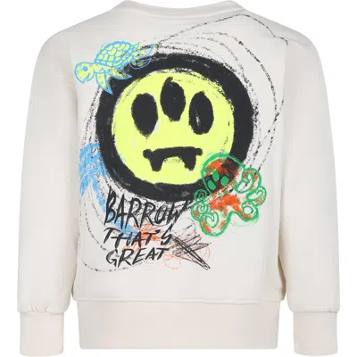 Barrow Ivory Sweatshirt For Kids With Smiley And Graffiti Print