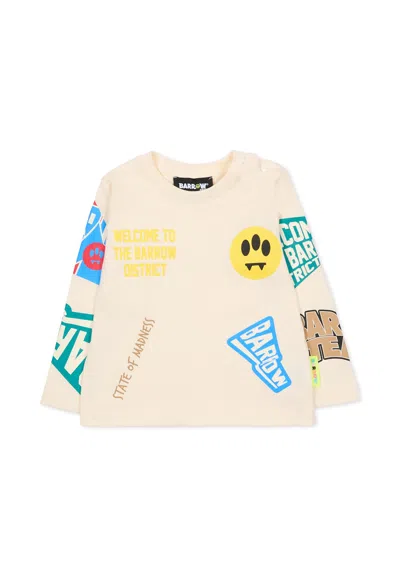 Barrow Ivory T-shirt For Baby Boy With Smiley In White