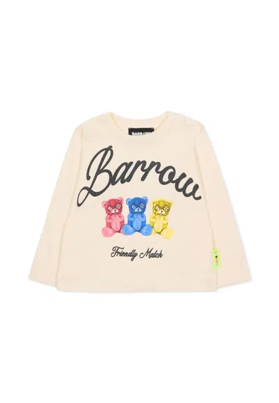 Barrow Ivory T-shirt For Babykids With Bear Print In White