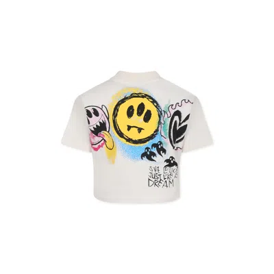 Barrow Kids' Ivory T-shirt For Girl With Smile And Writing